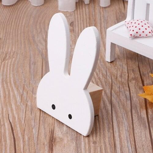 K3NA Cute Bunny Hook Wooden Clothes Hanger Wall Decor Children Bedroom Pendant