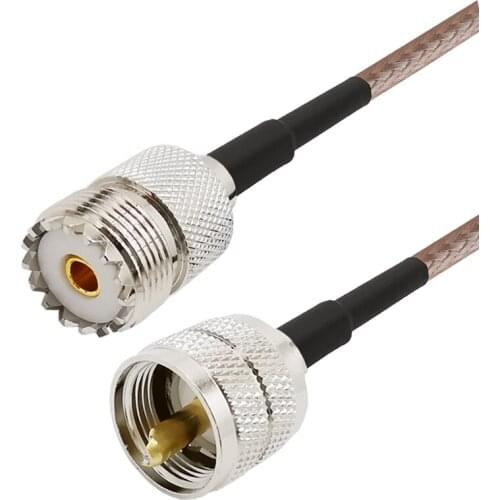 1-20M UHF PL259 SO239 Antenna Cable UHF Male to Female RG316D Double Shield Sliver Cable for Mobile Radio Vehicle Car Ham Radio