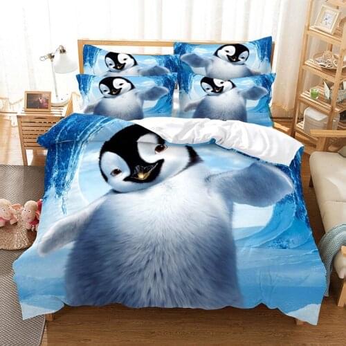 Cute Penguins Bedding Duvet Cover Set 3d Digital Printing Bed Linen Fashion Design Comforter Cover Bedding Sets Bed Set