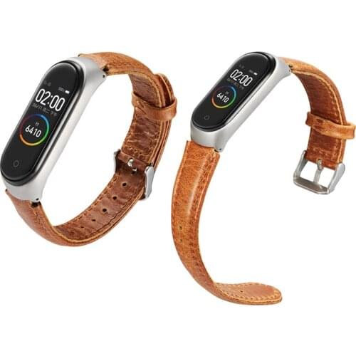 Leather MiBand Strap Accessories Bracelet Wrist Band For Xiaomi Miband 4 3 Ventage Genuine Leather Relogio Xiaomi Mi Band 3 4