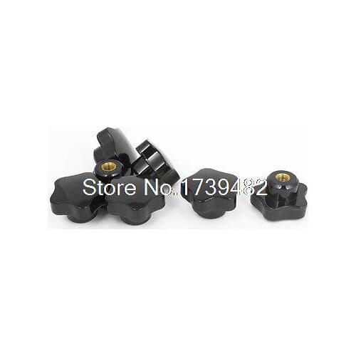 M8 x 40mm Female Thread Plastic Star Head Clamping Knob Jig Black 7pcs