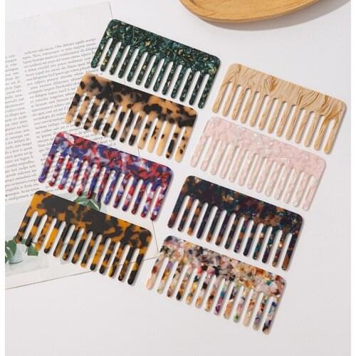 Fashion Acetate Hair Comb Everyday Care Massage Anti Static Detangle Portable Colorful Marble Wide Tooth Comb Hair Styling Tool