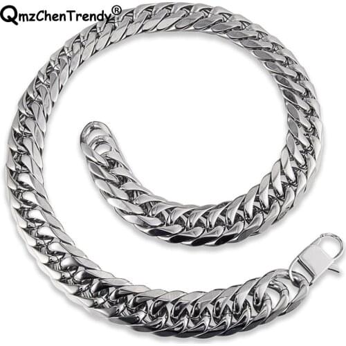 Fashion Huge Cuban Chains Men Hip Hop Necklace Jewelry Wholesale Thick Stainless Steel Heavy hiphop Men Necklace 15mm 61cm