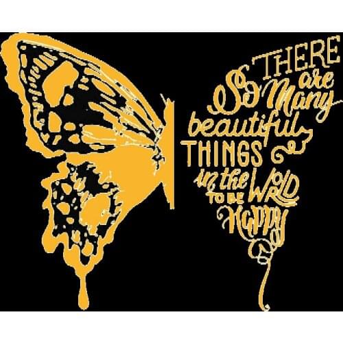 Fashion Gold Butterfly Letter butterfly wings Patch Iron on Transfer Patches for Kids Clothing Applique Heat Transfer Sticker