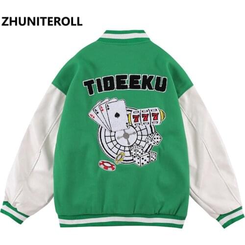 Harajuku 2021 Towel Embroidery Jacket Men Patchwork Bomber Baseball Coats Streetwear High Street Couple Fashion Tops Clothing