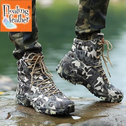 Men Military Tactical Boots Spring Waterproof Canvas Camo Camping Trekking Boot Man Climbing Outdoor Hiking Shoes