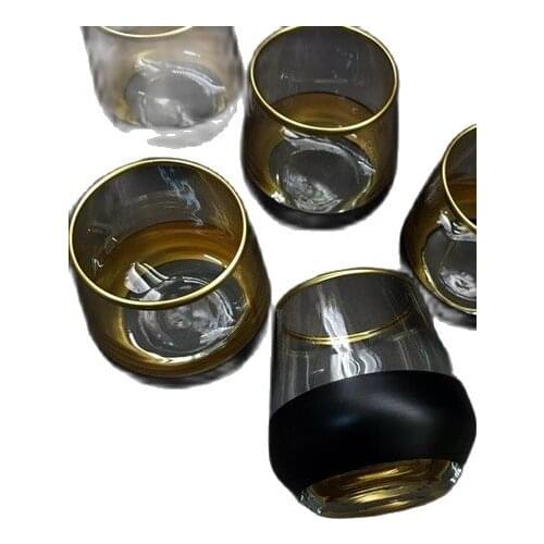 Coffee As Cup Set Glass Cup Glass Cup Water Liquor Cup 6 Pcs Decor Black Gold 6 Personality Coffee As water Cup