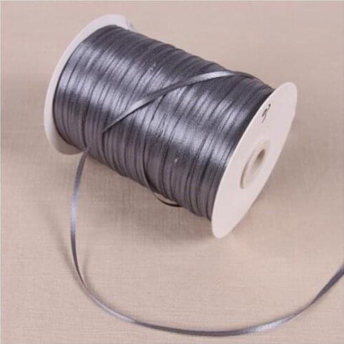New 1/8" 3mm 880Yards/Lot Gray Satin Ribbon For Arts Crafts & Sewing Christmas Wedding Party Decoration Gift Wrap DIY Material