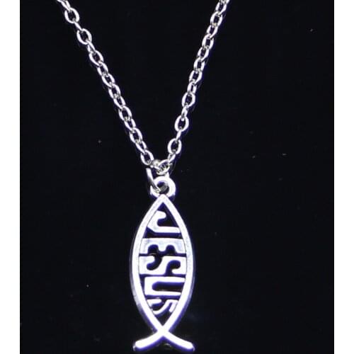 New Fashion Necklace 27x10mm fish jesus Pendants Short Long Women Men Colar Gift Jewelry Choker