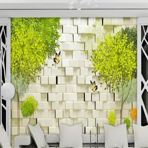 Beibehang wallpaper for walls 3 d Custom abstract big tree brick wallpaper 3D wallpaper TV background wallpaper 3d on the wall