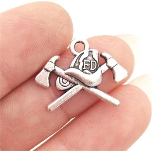 BULK 30pcs Zinc Alloy Fire Department Firefighter Axe Charm for DIY Jewelry Making 20*15mm 1.3g