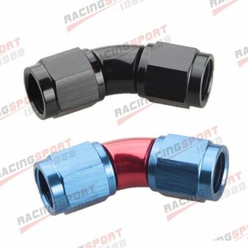 AN-8 8AN AN8 -8AN 45 Degree Female To Female Full Flow Adapter Fitting Black/Red-Blue