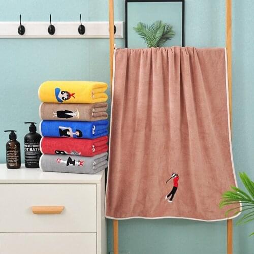 Drop Shipping Adult Beach Towel 70*140cm Quick Dry Microfiber Embroidery Bath Towels For Swimming Shower Water Absorbent Yoga