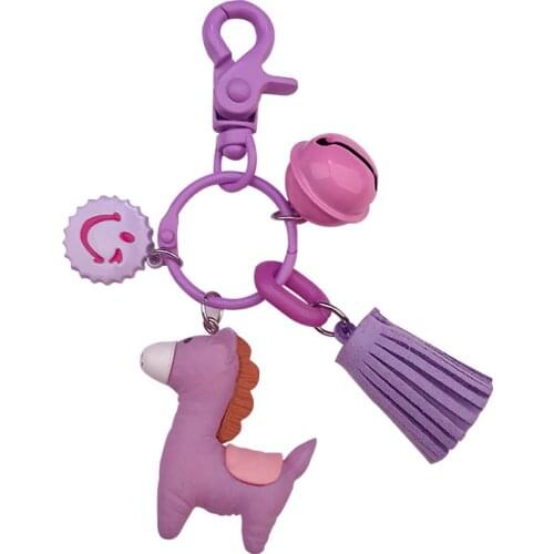 Handmade DIY creative cute keychain horse key ring pendant tassel cartoon bell car key chain gifts