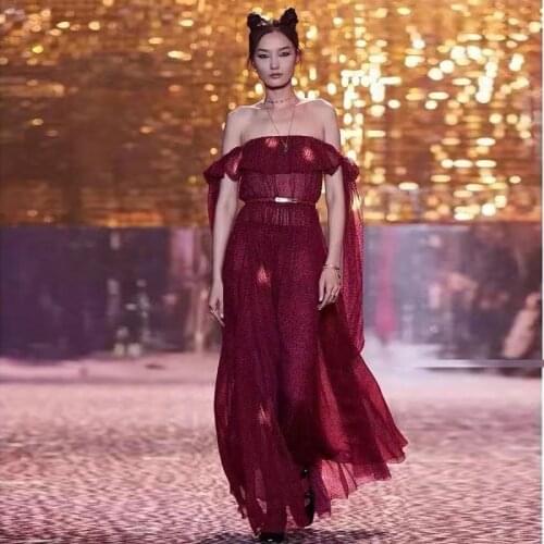 IVY HE Summer Women Sexy Dress Runway Fashion Off The Shoulder Ruffles Red Leopard Print Bow Ruffles Long Party Holiday Dresses