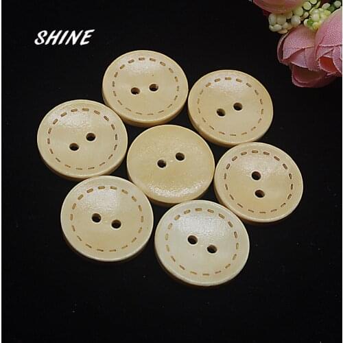 SHINE 30PCs Wood Sewing Buttons Scrapbooking Round Two Holes Dash Line 25mm Dia. Costura Botones decorate bottoni botoes D133BG5