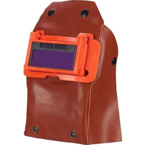 Brown Leather Solar Auto Darkening Welding Helmet Mask Filter Flip Glasses Lens Hood Protective Equipment Welding Screens