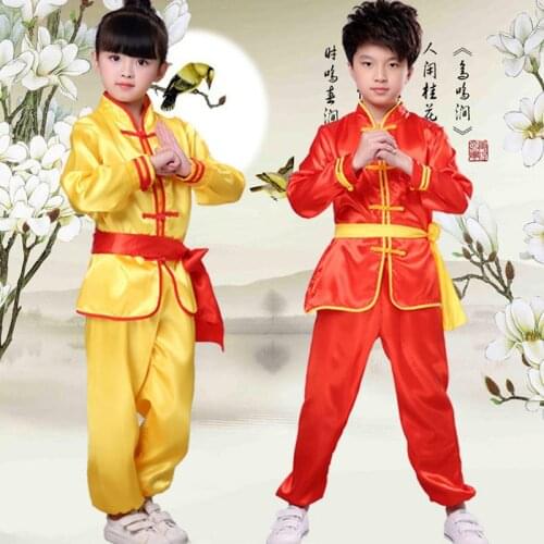 Chinese Traditional Costume For Children Kids Wushu Suit Kung Fu Tai Chi Uniform Martial Arts Performance Exercise Clothes