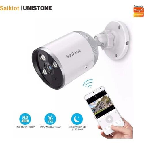 Saikiot Tuya Smart WIFI Camera 2MP 1080P Two Way Audio Motion Detection Dual Light WiFi Plastic Housing Bullet Security Camera