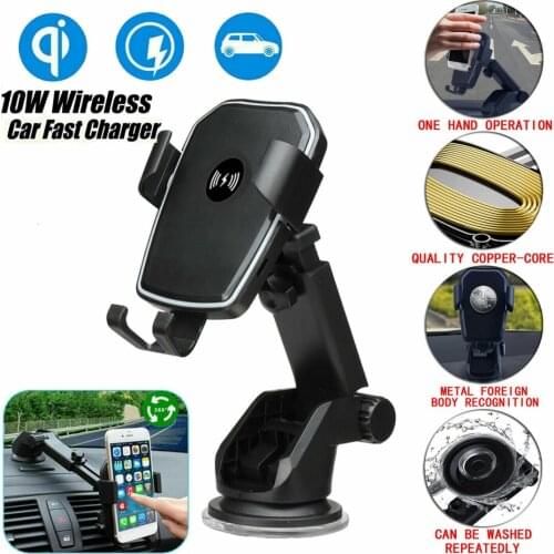 Universal Windshield Dashboard Car Phone Holder Qi Wireless Fast Charging Car Dashboard Mobile Phone Charger Holder 2-in-1