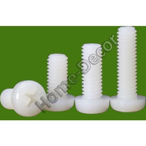 100 PCS Nynol M2/M2.5/M3/M4/M5 Screw ISO7045 DIN7985 GB818 Round Hand Cross Size , Recessed , Phillips Plastic Screws
