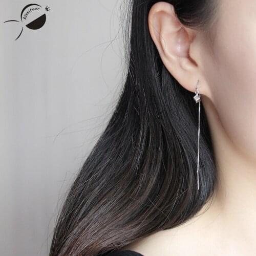 Female Tassel Earring Fashion 925 Sterling Silver Square Drop Earring Simple Jewelry For Women Classic Dangle Earring Jewelry