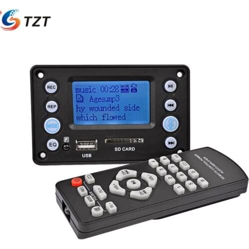 TZT 5V LCD MP3 Decoder Board Bluetooth 4.2 Audio Receiver APE FLAC WMA WAV Decoding Support Recording Radio Lyrics Display
