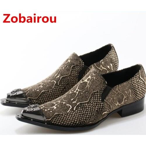 Zobairou Italian Mens Shoes Brands Metal Cap Men Velvet Shoes Fashion Pointy Toe Men Loafers Wedding Party Noble SlipOn Men Flat