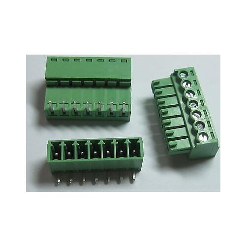 12 pcs Screw Terminal Block Connector 3.81mm Angle 7 pin Green Pluggable Type