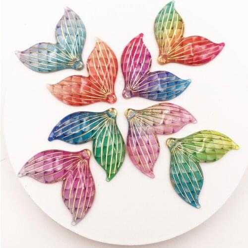 20Pcs Mix Resin Shiny Colorful Mermaid Tail Flatback Rhinestone 1 Hole Scrapbook DIY Decor Home Figurine Crafts