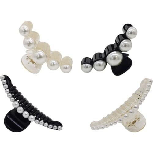4 Pack Hair Clips,Large Pearl Hair Claw Clips,Non-slip Hair Catch Jaw Clamp Hair clip, Banana Clips Plastic Hair Barrettes