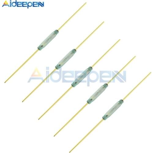 5/10Pcs MKA-14103 2 * 14mm Gold Tone Leads Glass N/O SPST Reed Switches 10-15AT 2 x 14mm