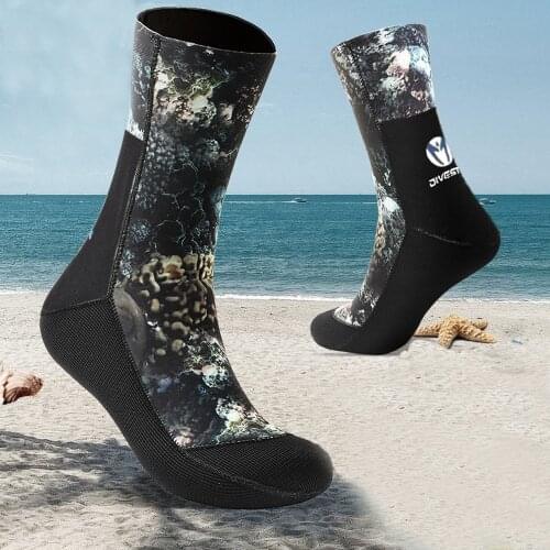 5MM/3MM CR Neoprene Diving Socks Scuba Fins Water Sports Camouflage Beach Socks Non-Slip Swimming Surfing Diving Warm Socks