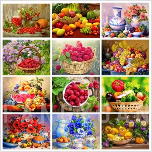 Diy 5D Diamond Painting Fruit Rhinestone Embroidery Full Round Square Drill Mosaic Cross Stitch Kitchen Home Decor Wall Pictures