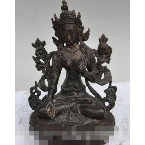 Free shipping 21cm tibet buddhism fane bronze white tara kwan-yin Bodhisattva goddess buddha statue