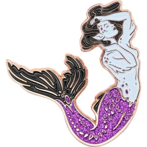 Mermaid Brooch Mythical Sea Princess Enamel Pin Gorgeous Sirene Badge Ocean Themed Jewelry