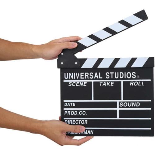 30 x 27cm Director Video Scene Clapperboard Wooden TV Movie ClapperBoard Film Cut Prop for Video Vlog Recording Clapper Board