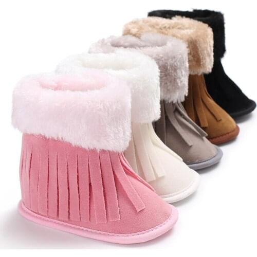 E&Bainel Baby Winter Booties Fringe Infant Toddler Newborn Shoes Girls Boys First Walkers Fur Warm Snowfield Booties Snow Boot
