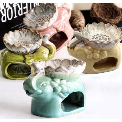 Wholesale Ice Crack Lotus Elephant Aroma Burner Essential Oil Burner Scented Lamp Tool for Living Room Home Decor