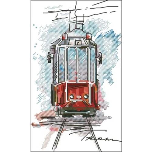 City tram scenery patterns counted 11CT 14CT 18CT Cross Stitch Set DIY Cross-stitch Kits Embroidery Needlework Home Decor