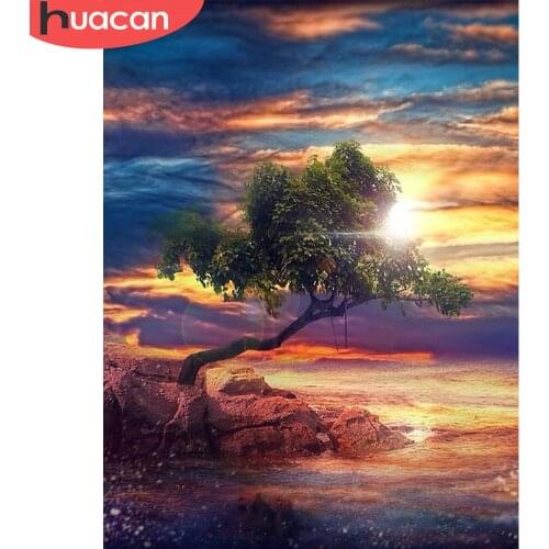 HUACAN Landscape Diamond Painting Full Square Dirll 5D DIY Diamond Embroidery Tree Rhinestones Pictures