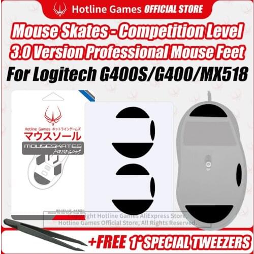 Hotline Games 3.0 Mouse Skates Mouse Feet Replacement for Logitech New MX518 Gaming Mouse,Smooth, Durable,Glide Feet Pads