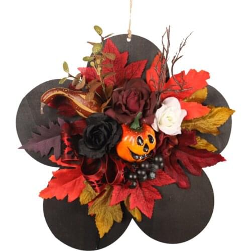 Simulation Decoration Door Hanging Holiday Decorations Pendant Halloween Products 28CM Ghost Face Maple Leaf Pumpkin Flowers