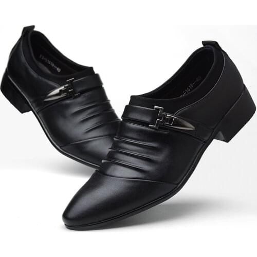 Suit Pointed Leather Shoes Formal Male Shoes with Buckle Classic Mens Business Dress Shoes Party Wedding Footwear
