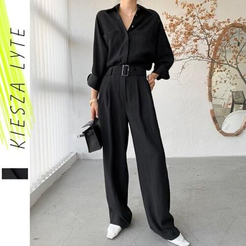 Black Cargo Jumpsuit Women Spring 2021 New Jumpsuit Fashion Long Sleeve Belt Black One Piece Romper Streetwear Overalls