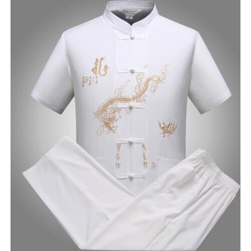 Wing chun lp man and bruce Lee wear kungfu clothing embroidery dragon tang suit tai chi clothing wing chun training uniform