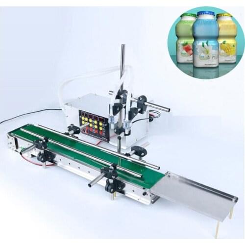 Small Automatic Conveying Liquid Filling Machine Automatic Conveyor Belt Double Head Liquid Filling Can Sense High Precision