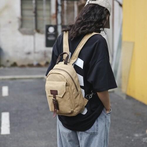 Fashion Small Canvas Backpack Retro Style Womens Shopping Backpack Mens Commuter Backpack American Casual Style Multifunction