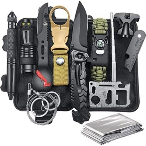 Men’s gift, 12-in-1 life-saving equipment, fishing and hunting tools, life-saving kit, outdoor camping emergency knife