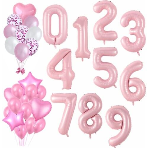 40 inch Foil Pink Number Balloons 0 1 2 3 4 5 6 7 8 9 Air Inflatable Ballon 18 Happy Birthday Party Wedding Decoration Supplies